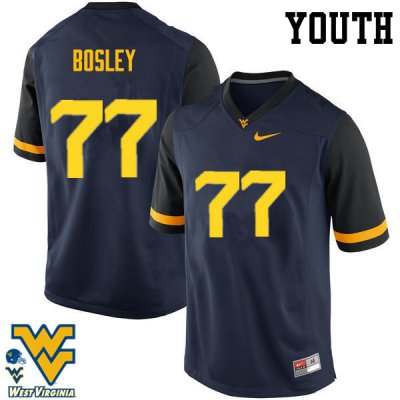 Youth West Virginia Mountaineers NCAA #77 Bruce Bosley Navy Authentic Nike Stitched College Football Jersey SP15G33NC